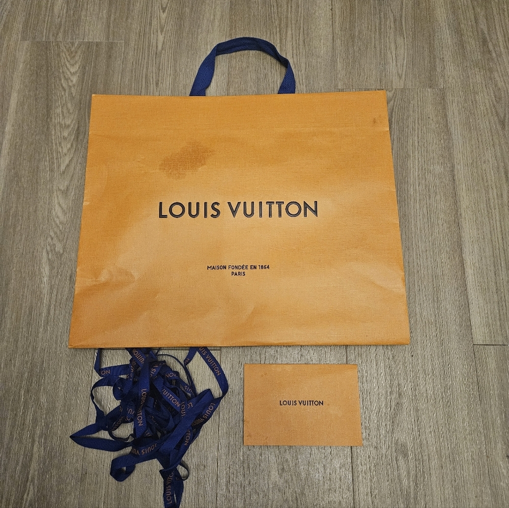 Louis Vuitton Shopping Bag, Receipt Holder, & 3 Monogram Gift Ribbons